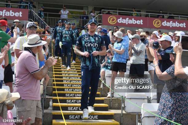 England's Ben Stokes leads the team to the field prior to the start of the first One Day International cricket match between England and South Africa...