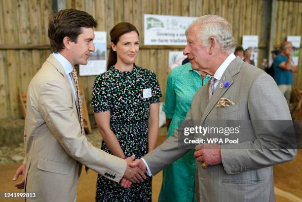 Prince Charles, Prince of Wales attends the Innovative Farmers 10th anniversary at Trefranck Farm, Nr Launceston in Cornwall on the second day of his...