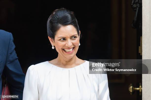 Secretary of State for the Home Department Priti Patel leaves Downing Street after attending the weekly Cabinet meeting on July 19, 2022 in London,...