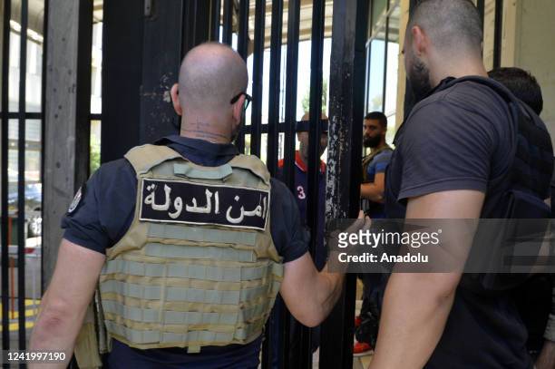 Security forces raid the central bank in search of its governor Riad Salameh in the capital Beirut, Lebanon on July 19, 2022. The raid came upon a...