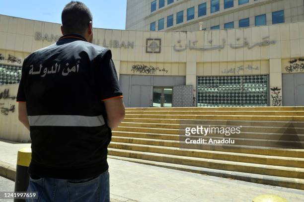 Security forces raid the central bank in search of its governor Riad Salameh in the capital Beirut, Lebanon on July 19, 2022. The raid came upon a...