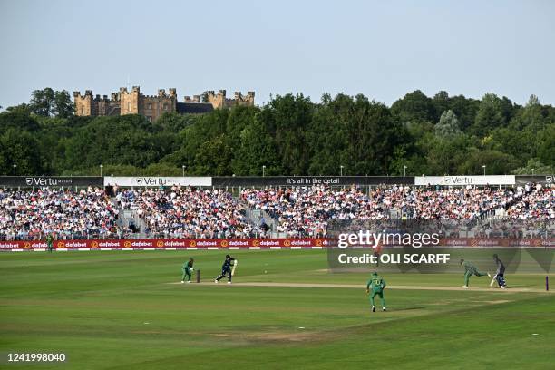 England's Jason Roy plays a shot during the first One Day International cricket match between England and South Africa at the Riverside cricket...