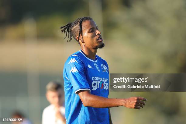 Tyronne Ebuehi of Empoli FC looks on during the pre-season Friendly match between Empoli FC and Seravezza Pozzi on July 19, 2022 in Empoli, Italy.