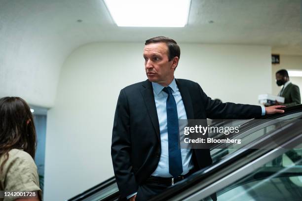 Senator Chris Murphy, a Democrat from Connecticut, arrives for a vote in the basement of the US Capitol in Washington, D.C., US, on Tuesday, July 19,...