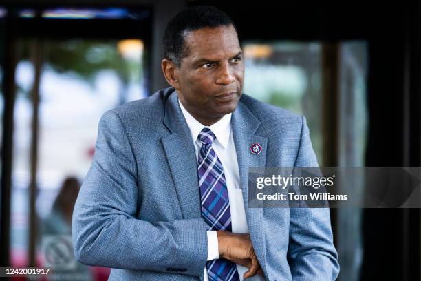 Rep. Burgess Owens, R-Utah, is seen after a meeting of the House Republican Conference at the Capitol Hill Club on Tuesday, July 19, 2022.
