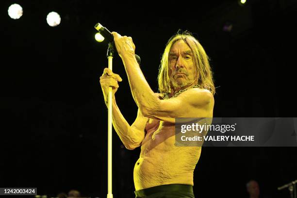 Singer Iggy Pop performs on stage during the Nice's Jazz Festival in Nice, south-eastern France on July 19, 2022.