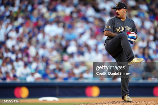 Nestor Cortes of the New York Yankees pitches during the 92nd MLB All-Star Game presented by Mastercard at Dodger Stadium on Tuesday, July 19, 2022...