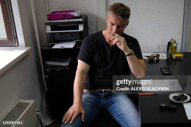 Russian opposition figure and former mayor of Yekaterinburg Yevgeny Roizman attends an interview with AFP at his charity fund in the main Urals city...