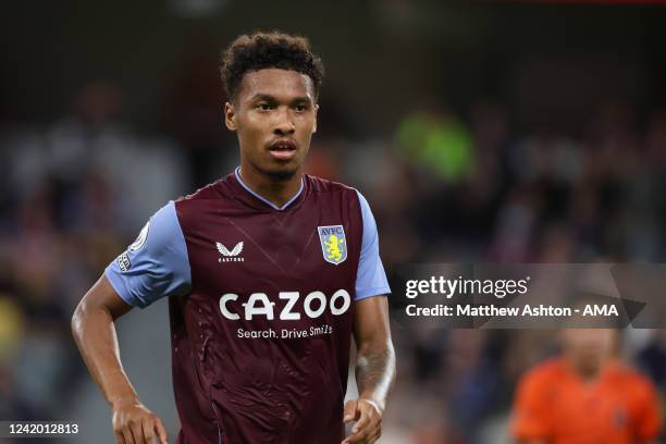 Boubacar Kamara of Aston Villa during the 2022 Queensland Champions Cup match between Aston Villa and Brisbane Roar at Queensland Country Bank...