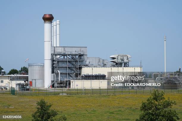 Photo taken on July 20, 2022 shows the industrial plant of the Nord Stream 1 Baltic Sea pipeline near Lubmin, northeastern Germany. - The German...