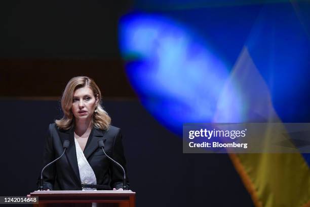 Olena Zelenska, Ukraine's first lady, delivers an address to members of the House and Senate at the US Capitol in Washington, D.C., US, on Wednesday,...