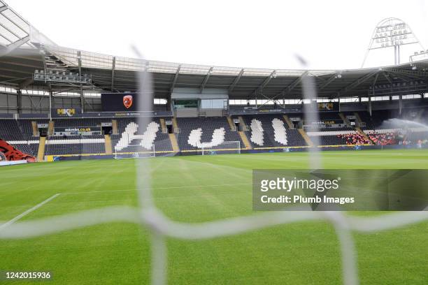 General view of MKM Stadium ahead of the Pre-Season friendly match between Hull City and Leicester City at MKM Stadium on July 20, 2022 in Hull,...