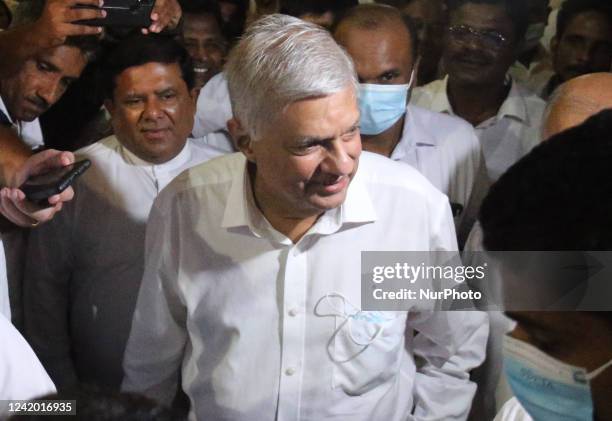 Ranil Wickremesinghe, who was elected as the new President of Sri Lanka, arrived at the Gangarama Buddhist Temple in Colombo, Sri Lanka on July 20,...