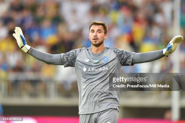 Georgiy Bushchan of Dynamo reacts during the UEFA Champions League Second Qualifying Round First Leg match between Dynamo Kyiv and Fenerbahce at LKS...