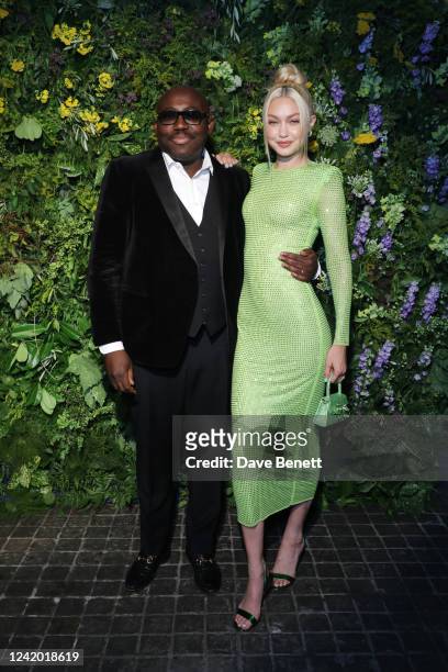 Editor-In-Chief of British Vogue Edward Enninful and Gigi Hadid attend the British Vogue X Self-Portrait Summer Party at Chiltern Firehouse on July...