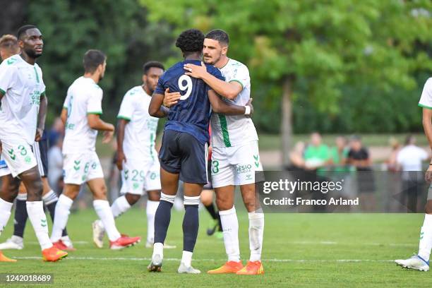 Joshua MAJA of Girondins de Bordeaux and Anthony BRIANCON of Saint Etienne during the Friendly match between Saint Etienne and Bordeaux on July 20,...