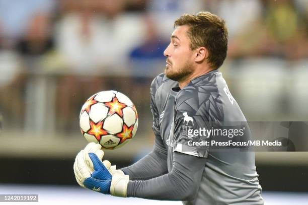 Georgiy Bushchan of Dynamo in action during the UEFA Champions League Second Qualifying Round First Leg match between Dynamo Kyiv and Fenerbahce at...