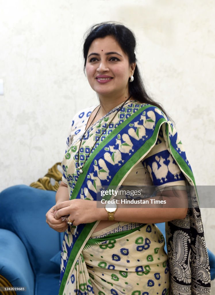 Navneet Rava Independent MP from Amravati Navneet Rana during a media interaction ...