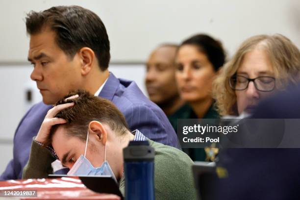 Marjory Stoneman Douglas High School shooter Nikolas Cruz listens as a witness describes the shooting, during the penalty phase of his trial at the...