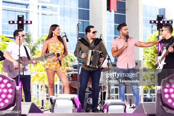 Conciertos de Verano en Telemundo - Marca Registrada" -- Pictured: Marca Registrada, Ana Jurka, Carlos Adyan at the Telemundo Center in Miami, FL on...