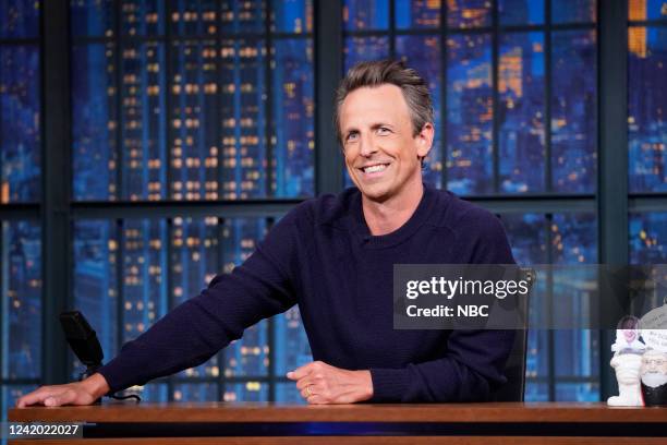 Episode 1319 -- Pictured: Host Seth Meyers during "A Closer Look" on July 20, 2022 --