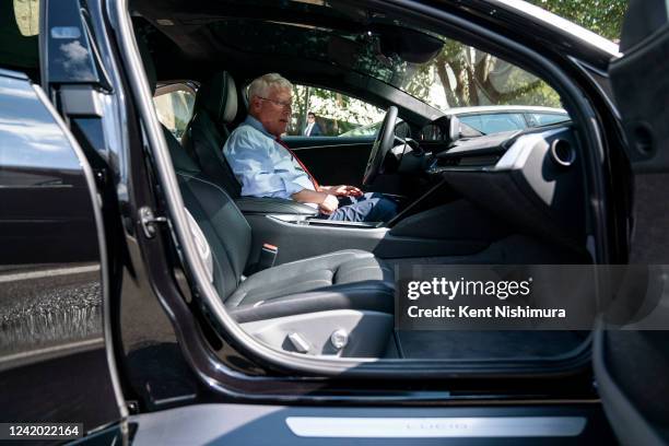 Sen. Roger Wicker ranking member on the Senate Committee on Commerce, Science and Transportation, gets in to take a test drive of a Lucid Motors...