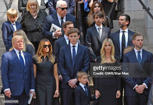Donald Trump, Melania Trump, Barron Trump, Jared Kushner, Kimberly Guilfoyle, Ivanka Trump, Donald Trump, Jr. And Eric Trump are seen at the funeral...