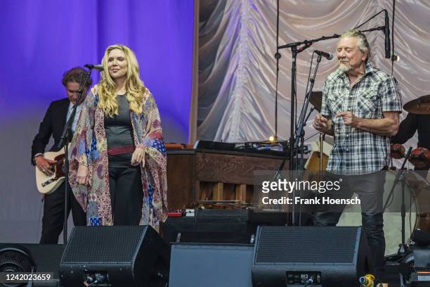 Alison Krauss and Robert Plant perform live on stage during a concert at the Zitadelle Spandau on July 20, 2022 in Berlin, Germany.