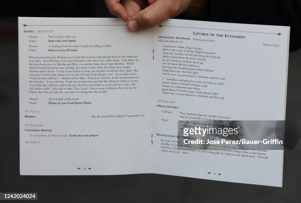 Funeral program for Ivana Trump service is seen on July 20, 2022 in New York City.