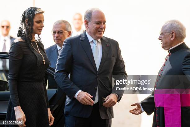Prince Albert II and Princess Charlene are welcomed by Monsignor Leonardo Sapienza as they arrive at the Apostolic Palace. Pope Francis receives...
