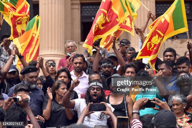 Anti-government protest in front of the Presidential Secretariat as the Sri Lankan parliament elects Ranil Wickremesinghe as the 8th Executive...