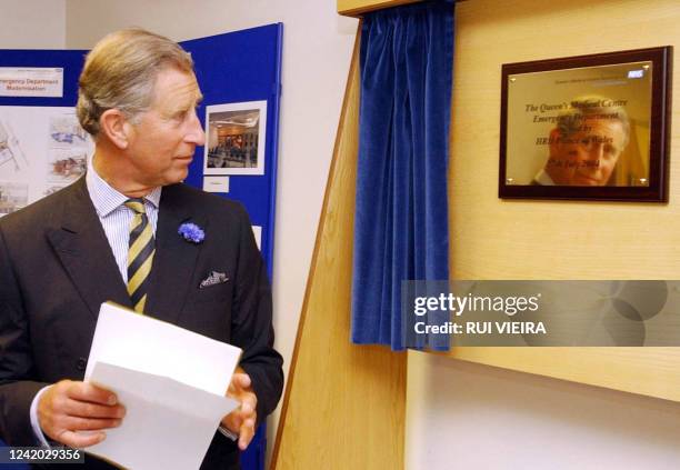 The Prince of Wales unveils a plaque to commemorate the official opening of the new £6.9 million Emergency Department at the Queen's Medical Centre,...