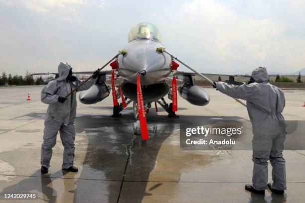 Members of Defense Special Response Unit within the Turkish Armed Forces CBRN School and Training Center Command and Air Force CBRN Specialist...