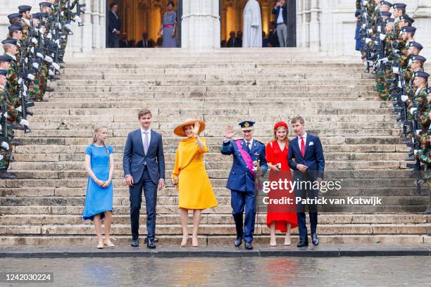 King Philippe of Belgium, Queen Mathilde of Belgium, Princess Elisabeth of Belgium, Prince Gabriel of Belgium, Princess Eleonore of Belgium and...