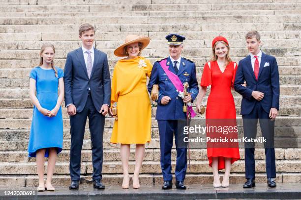 King Philippe of Belgium, Queen Mathilde of Belgium, Princess Elisabeth of Belgium, Prince Gabriel of Belgium, Princess Eleonore of Belgium and...