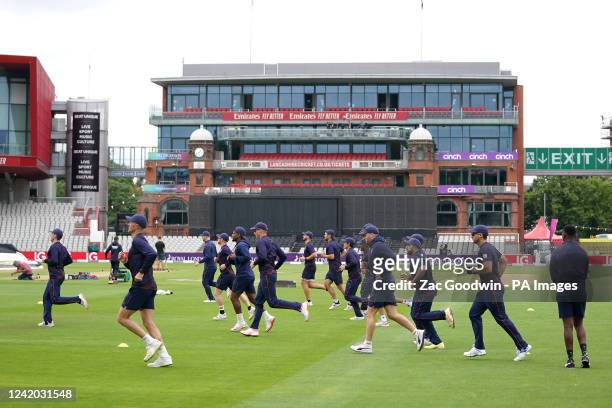 South Africa players warming up during a training session at Emirates Old Trafford, Manchester. Picture date: Thursday July 21, 2022.