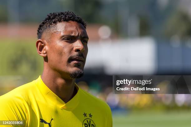 Sebastien Haller of Borussia Dortmund Looks on during the Borussia Dortmund Pre-Season Training Session on July 16, 2022 in Bad Ragaz, Switzerland.