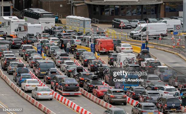 The Port of Dover has long queues due to Border controls in Dover, United Kingdom on July 21, 2022. Holidaymakers are seen trying to get away before...