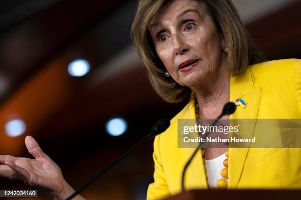 Speaker of the House Nancy Pelosi holds her weekly press conference at the U.S. Capitol on July 21, 2022 in Washington, DC. Pelosi was asked about...