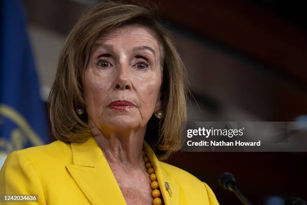 Speaker of the House Nancy Pelosi holds her weekly press conference at the U.S. Capitol on July 21, 2022 in Washington, DC. Pelosi was asked about...