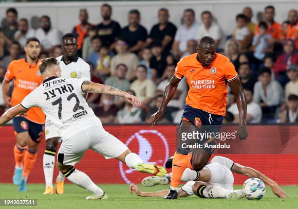 Stefano Okaka of Medipol Basaksehir in action against Eden Karzev of Maccabi Netanya during UEFA Conference League second round qualifying first leg...