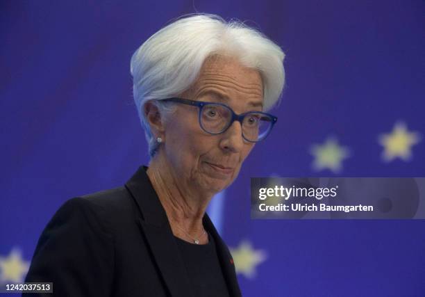 Christine Lagarde, President of the European Central Bank, during the ECB press conference on July 21, 2022 in Frankfurt, Germany.