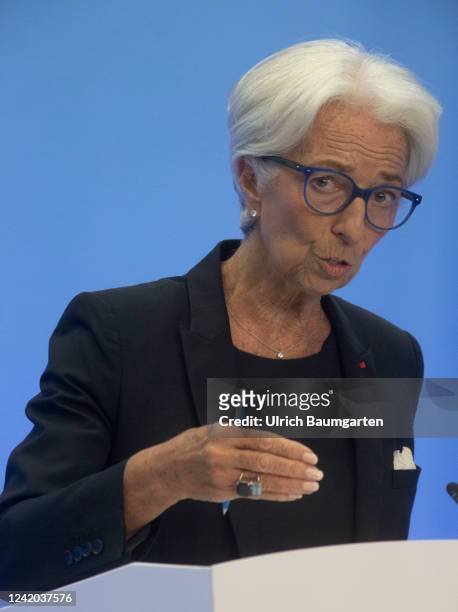 Christine Lagarde, President of the European Central Bank, during the ECB press conference on July 21, 2022 in Frankfurt, Germany.