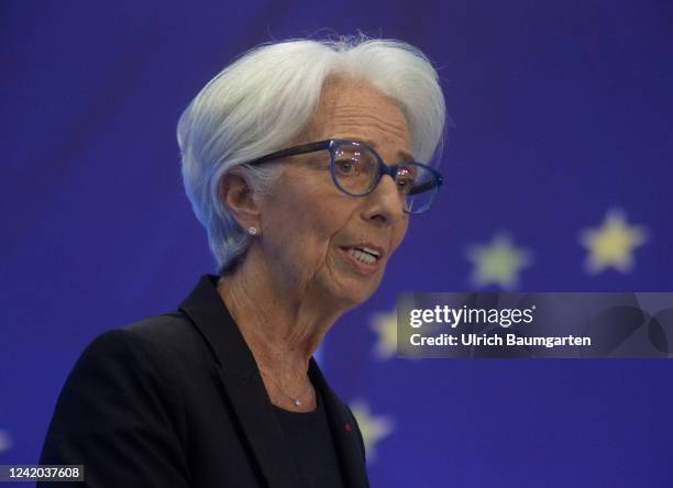 Christine Lagarde, President of the European Central Bank, during the ECB press conference on July 21, 2022 in Frankfurt, Germany.