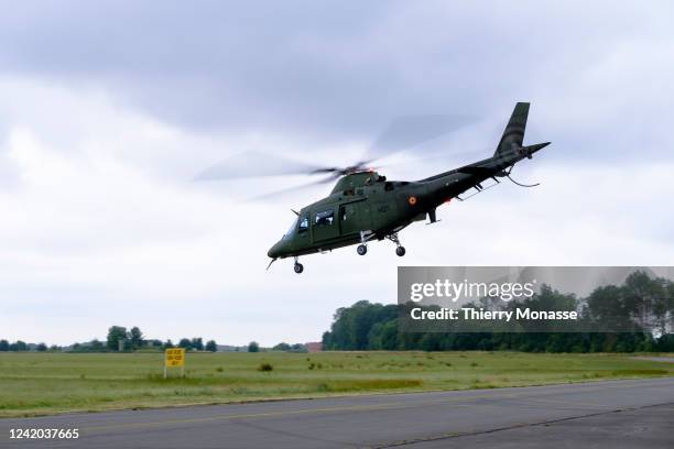 An Agusta is seen during the parade for the Belgium National Day on July 21, 2022 in Beauvechain, Belgium. This day commemorates the swearing-in of...