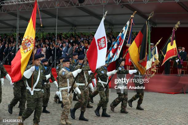 Military parade held within the Belgian National Day celebrations in front of the Royal Palace in Brussels, Belgium, 21 July 2022.