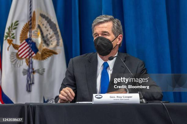Roy Cooper, governor of North Carolina, speaks during a meeting with North Carolina state legislators on reproductive rights at the Carole Hoefener...