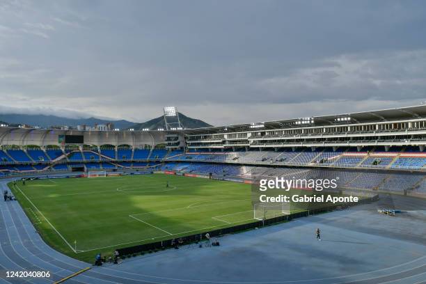 General view of Pascual Guerrero stadium prior a Group B match between Brazil and Peru as part of Women's CONMEBOL Copa America Peru 2022 at Estadio...