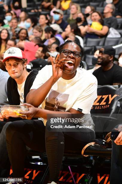 Comedian Leslie Jones attends the game between the Los Angeles Sparks and the Indiana Fever on July 19, 2022 at Crypto.Com Arena in Los Angeles,...