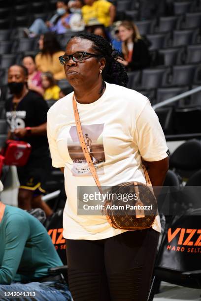 Comedian Leslie Jones attends the game between the Los Angeles Sparks and the Indiana Fever on July 19, 2022 at Crypto.Com Arena in Los Angeles,...